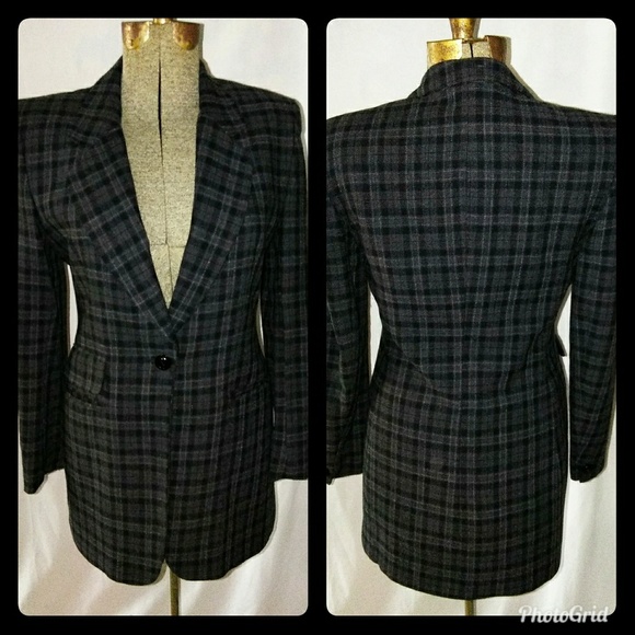 Rena Rowan Jackets & Blazers - Rena Rowan Blazer Jacket 6 Black Gray Plaid